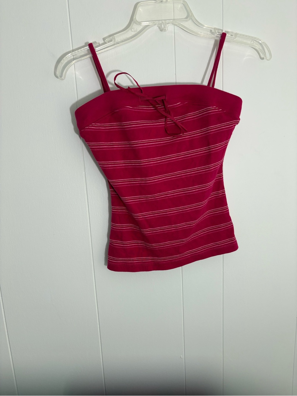 Vintage Strapless Tie-Front Pink Stripe Women's Tank Top